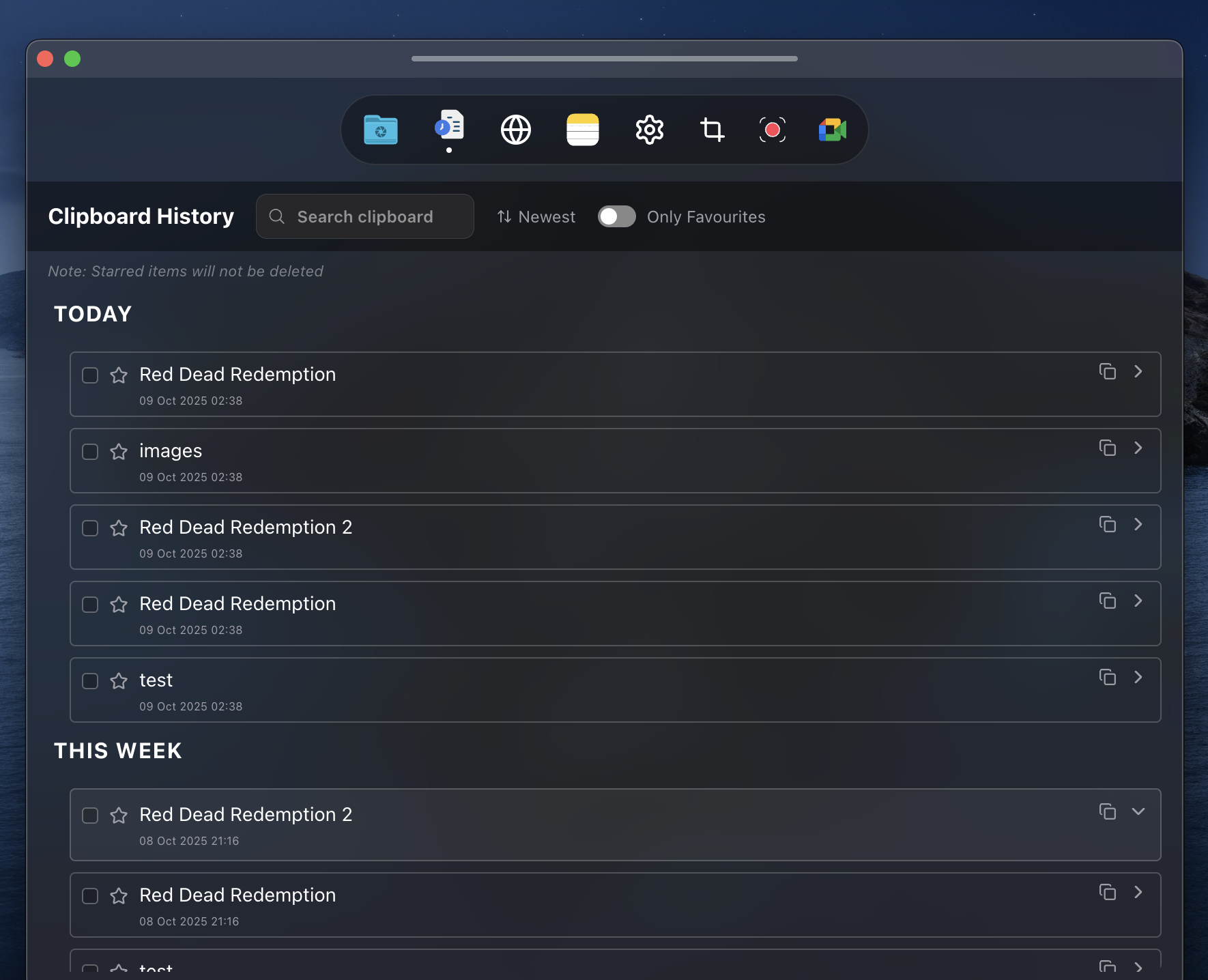 Clipboard History Feature
